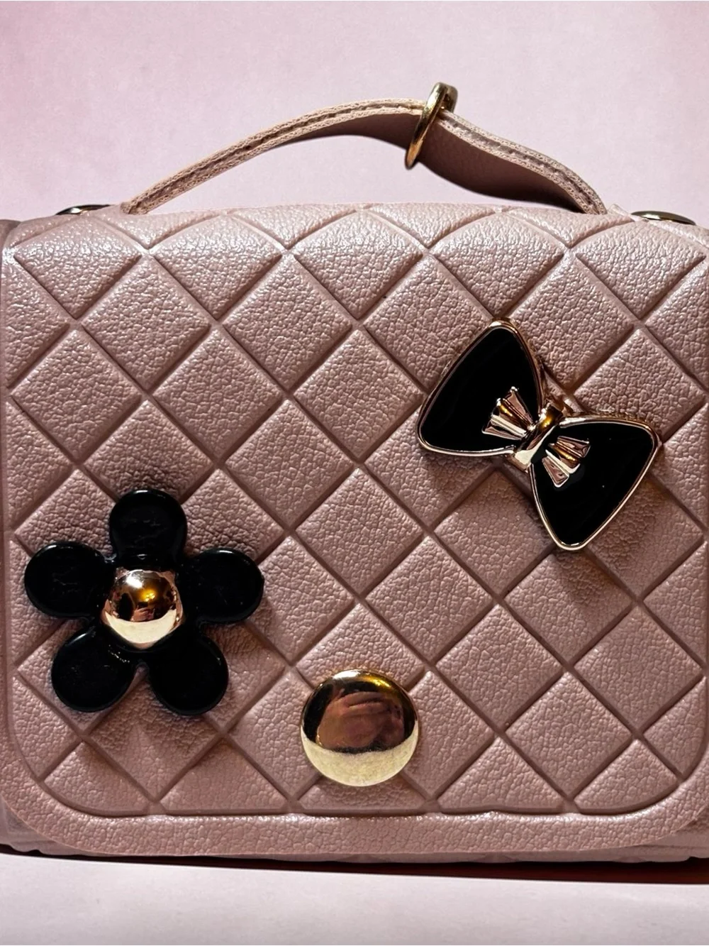 New Small Top-Handle Leather Satchel in (Pink, burgundy,black key chains